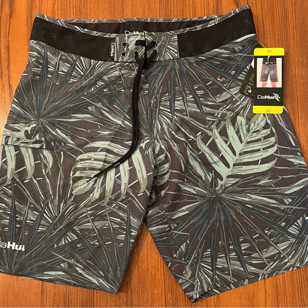 DaHui Men’s Board Shorts Size 32 Palm Print Surf Swim Trunks